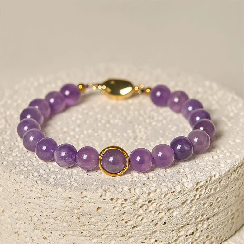 Fortune Jewel Natural Amethyst Beads Balance Relieves Stress Buckle Bracelet Fortune Jewel