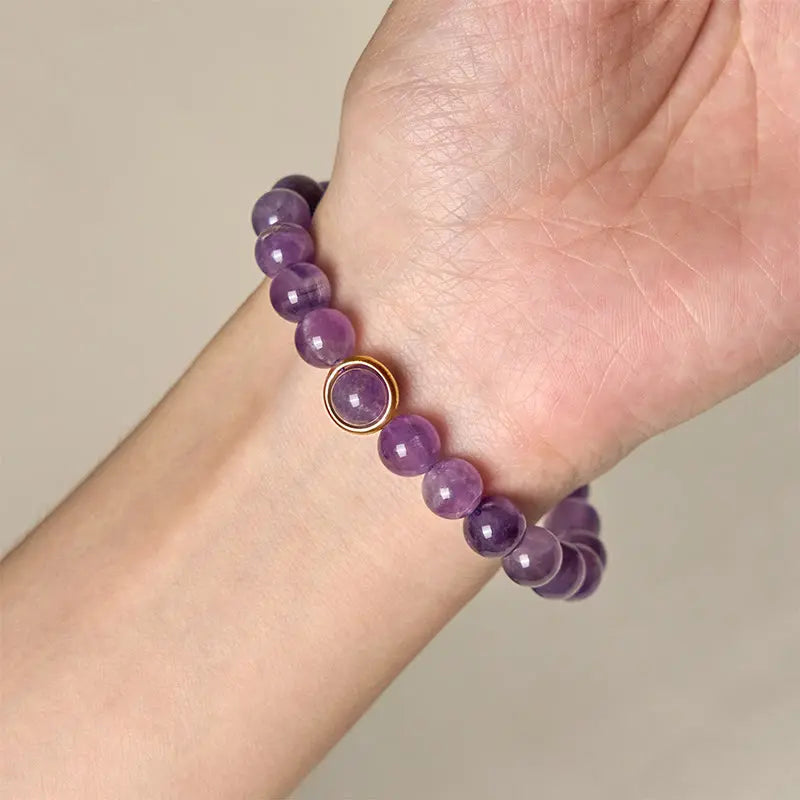Fortune Jewel Natural Amethyst Beads Balance Relieves Stress Buckle Bracelet Fortune Jewel