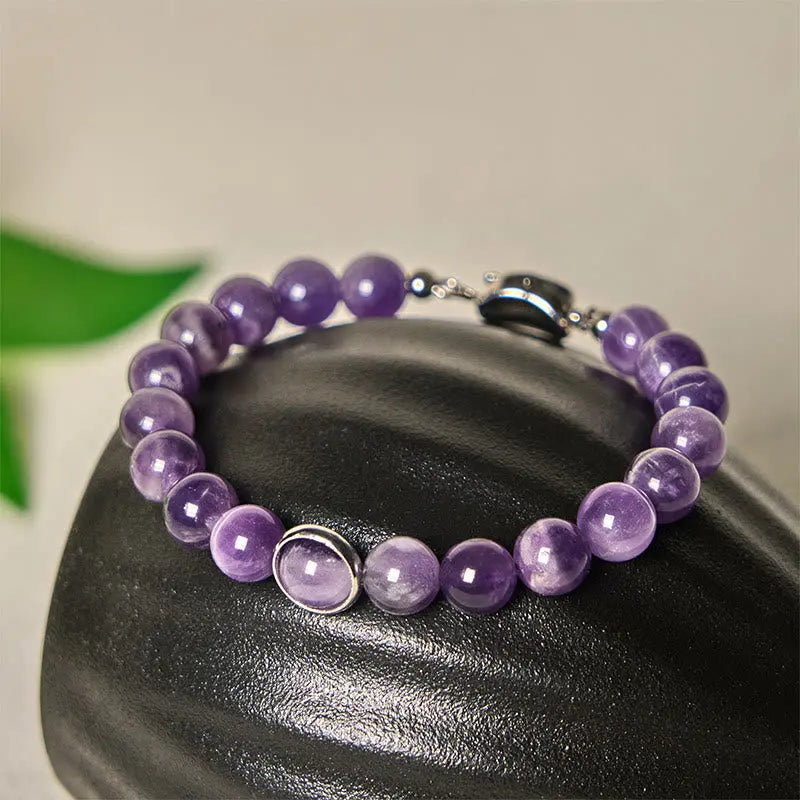 Fortune Jewel Natural Amethyst Beads Balance Relieves Stress Buckle Bracelet Fortune Jewel