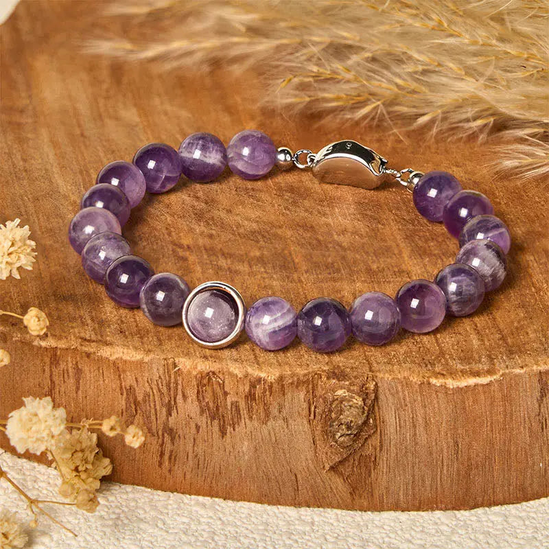 Fortune Jewel Natural Amethyst Beads Balance Relieves Stress Buckle Bracelet Fortune Jewel
