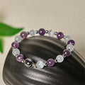 Fortune Jewel Natural Amethyst White Cat's Eye Beads Balance Bracelet Fortune Jewel