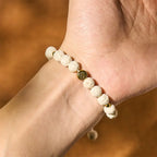 Fortune Jewel White Lava Rock Om Symbol Healing Calm Bracelet Fortune Jewel