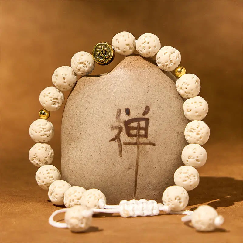Fortune Jewel White Lava Rock Om Symbol Healing Calm Bracelet Fortune Jewel
