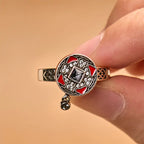 Fortune Jewel Om Mani Padme Hum Copper Prayer Wheel Rotatable Wealth Ring Fortune Jewel