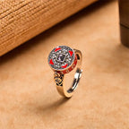 Fortune Jewel Om Mani Padme Hum Copper Prayer Wheel Rotatable Wealth Ring Fortune Jewel