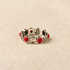 Fortune Jewel Jade South Red Agate Copper Coin Prosperity Luck Open Ring Fortune Jewel