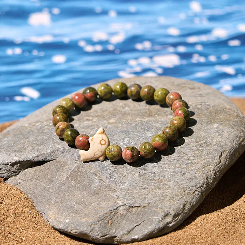 Fortune Jewel Natural Various Stones Dolphin Spiritual Balance Bracelet Fortune Jewel