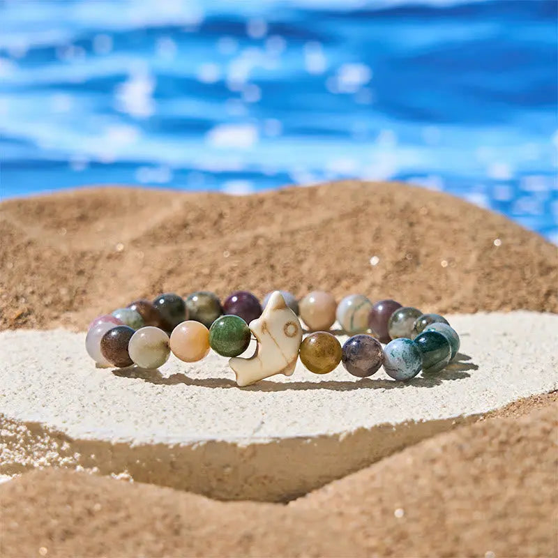 Fortune Jewel Natural Various Stones Dolphin Spiritual Balance Bracelet Fortune Jewel