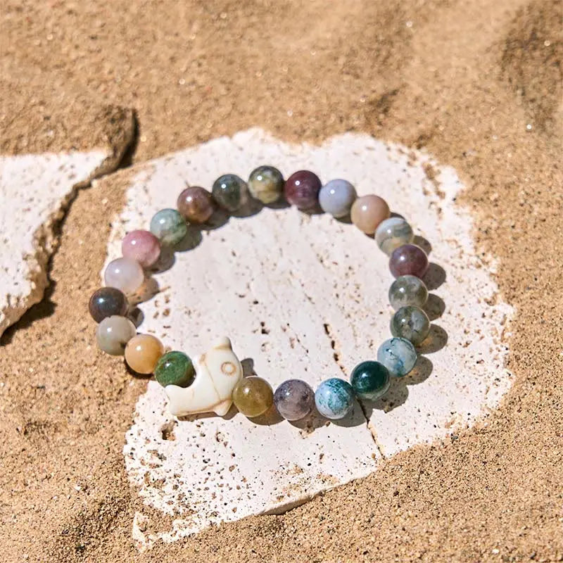 Fortune Jewel Natural Various Stones Dolphin Spiritual Balance Bracelet Fortune Jewel