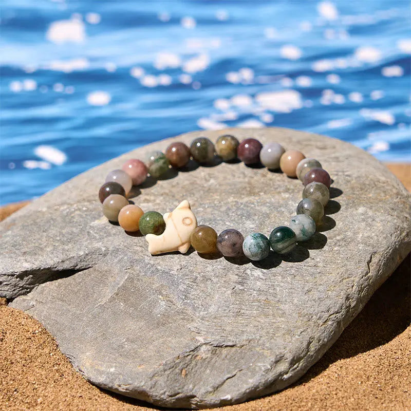 Fortune Jewel Natural Various Stones Dolphin Spiritual Balance Bracelet Fortune Jewel