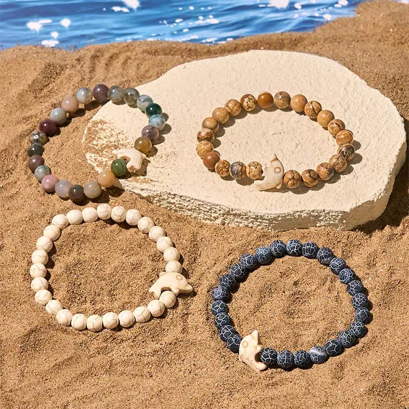 Fortune Jewel Natural Various Stones Dolphin Spiritual Balance Bracelet Fortune Jewel