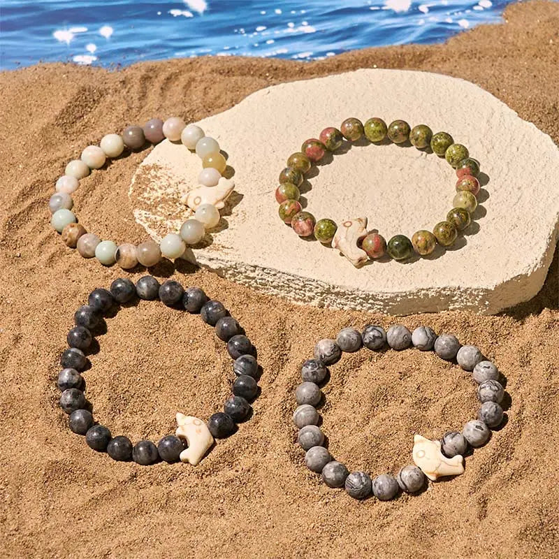 Fortune Jewel Natural Various Stones Dolphin Spiritual Balance Bracelet Fortune Jewel