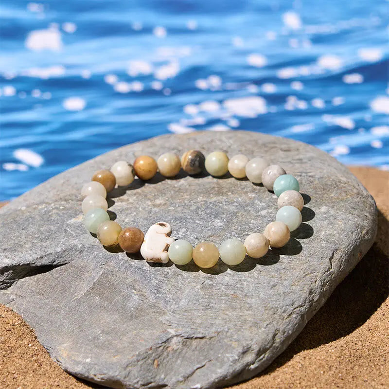 Fortune Jewel Natural Various Stones Elephant Spiritual Strength Bracelet Fortune Jewel