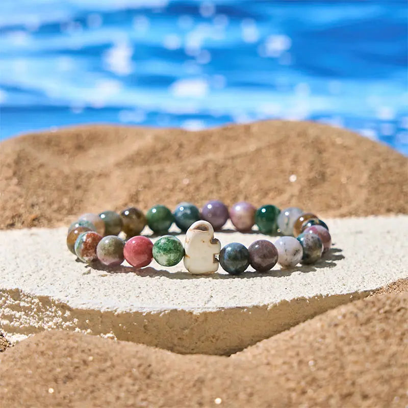 Fortune Jewel Natural Various Stones Elephant Spiritual Strength Bracelet Fortune Jewel
