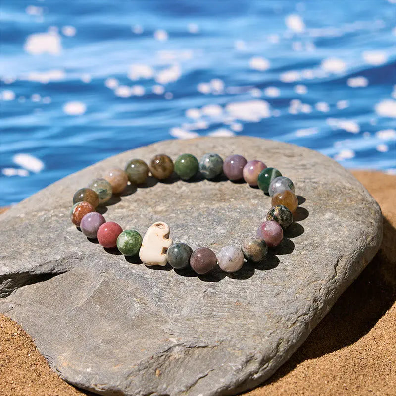 Fortune Jewel Natural Various Stones Elephant Spiritual Strength Bracelet Fortune Jewel