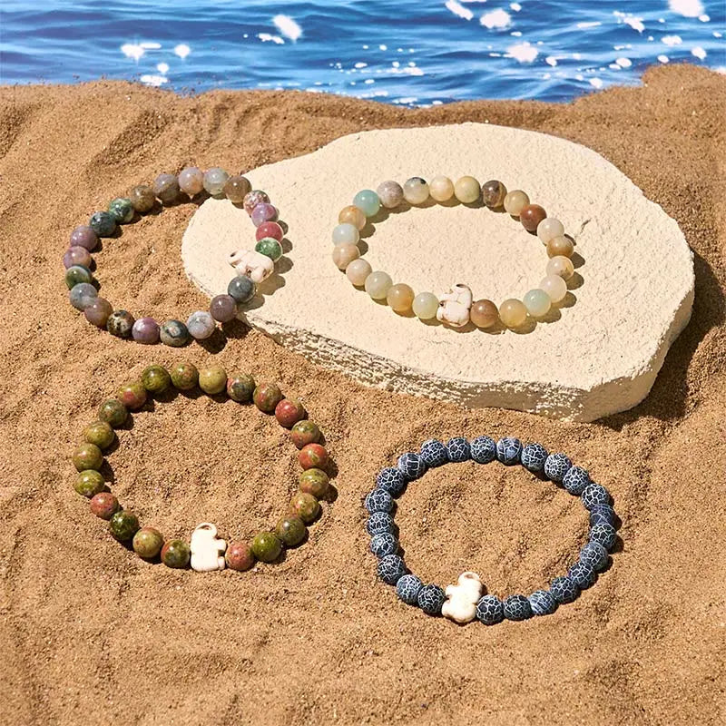 Fortune Jewel Natural Various Stones Elephant Spiritual Strength Bracelet Fortune Jewel