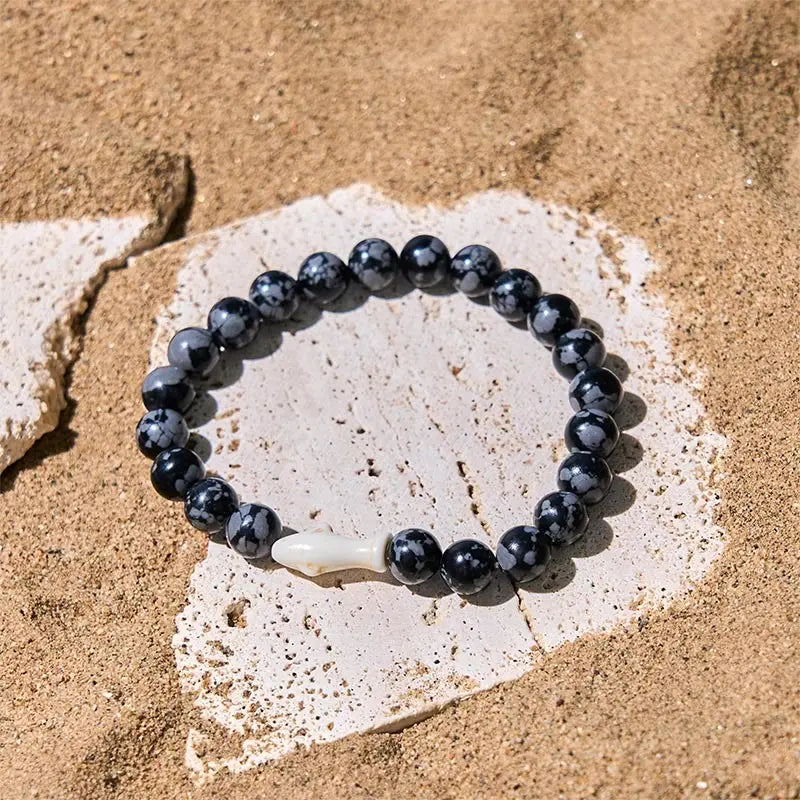 Fortune Jewel Natural Agate Stone Shark Wisdom Bracelet Fortune Jewel