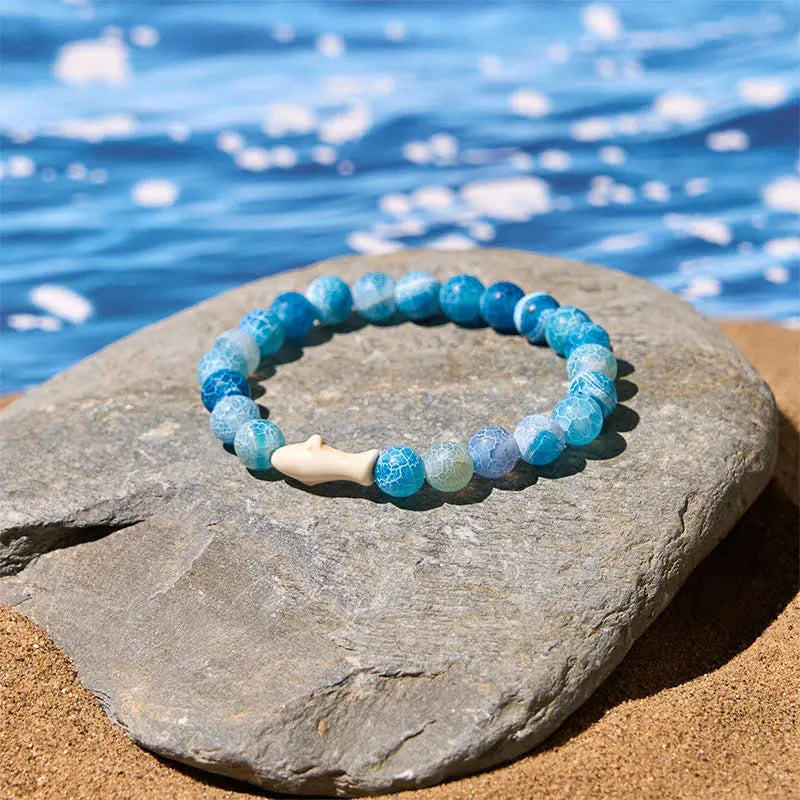 Fortune Jewel Natural Agate Stone Shark Wisdom Bracelet Fortune Jewel
