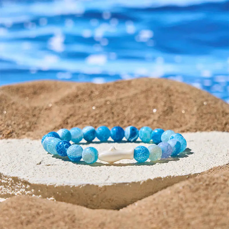 Fortune Jewel Natural Agate Stone Shark Wisdom Bracelet Fortune Jewel