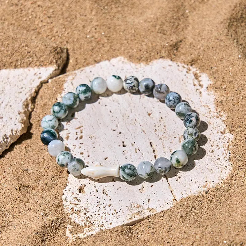 Fortune Jewel Natural Agate Stone Shark Wisdom Bracelet Fortune Jewel