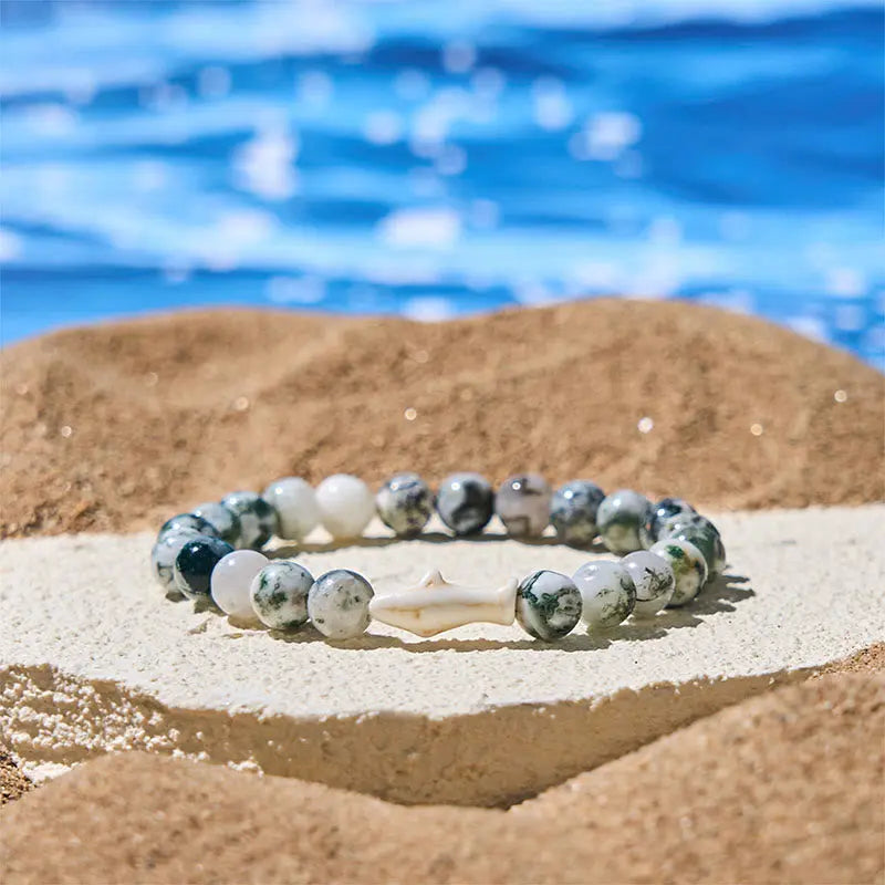 Fortune Jewel Natural Agate Stone Shark Wisdom Bracelet Fortune Jewel