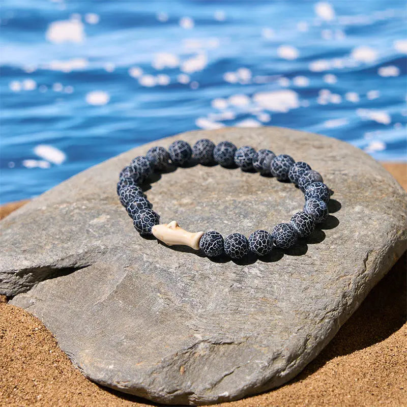 Fortune Jewel Natural Agate Stone Shark Wisdom Bracelet Fortune Jewel