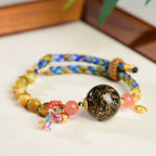 Fortune Jewel Tibetan  Lacquer Bead Hand-woven Tiger Eye Stone Protection Bracelet Fortune Jewel