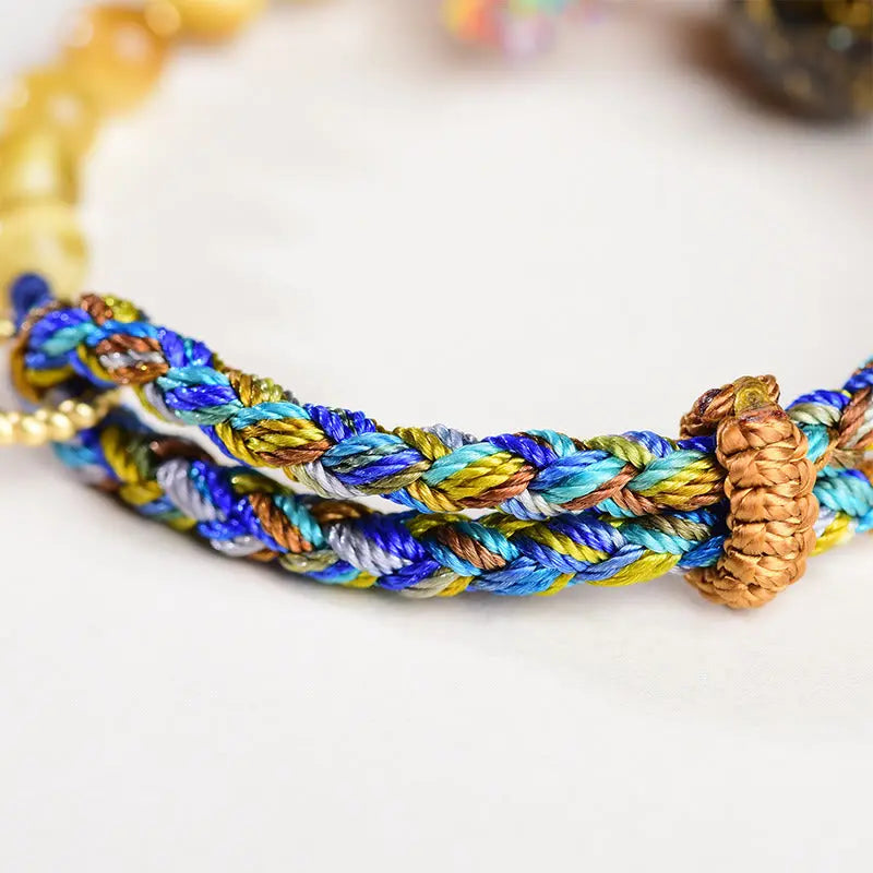 Fortune Jewel Tibetan  Lacquer Bead Hand-woven Tiger Eye Stone Protection Bracelet Fortune Jewel