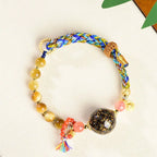 Fortune Jewel Tibetan  Lacquer Bead Hand-woven Tiger Eye Stone Protection Bracelet Fortune Jewel