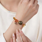 Fortune Jewel Tibetan  Lacquer Bead Hand-woven Tiger Eye Stone Protection Bracelet Fortune Jewel