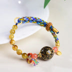 Fortune Jewel Tibetan  Lacquer Bead Hand-woven Tiger Eye Stone Protection Bracelet Fortune Jewel