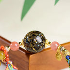 Fortune Jewel Tibetan  Lacquer Bead Hand-woven Tiger Eye Stone Protection Bracelet Fortune Jewel