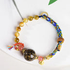 Fortune Jewel Tibetan  Lacquer Bead Hand-woven Tiger Eye Stone Protection Bracelet Fortune Jewel