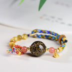 Fortune Jewel Tibetan  Lacquer Bead Hand-woven Tiger Eye Stone Protection Bracelet Fortune Jewel