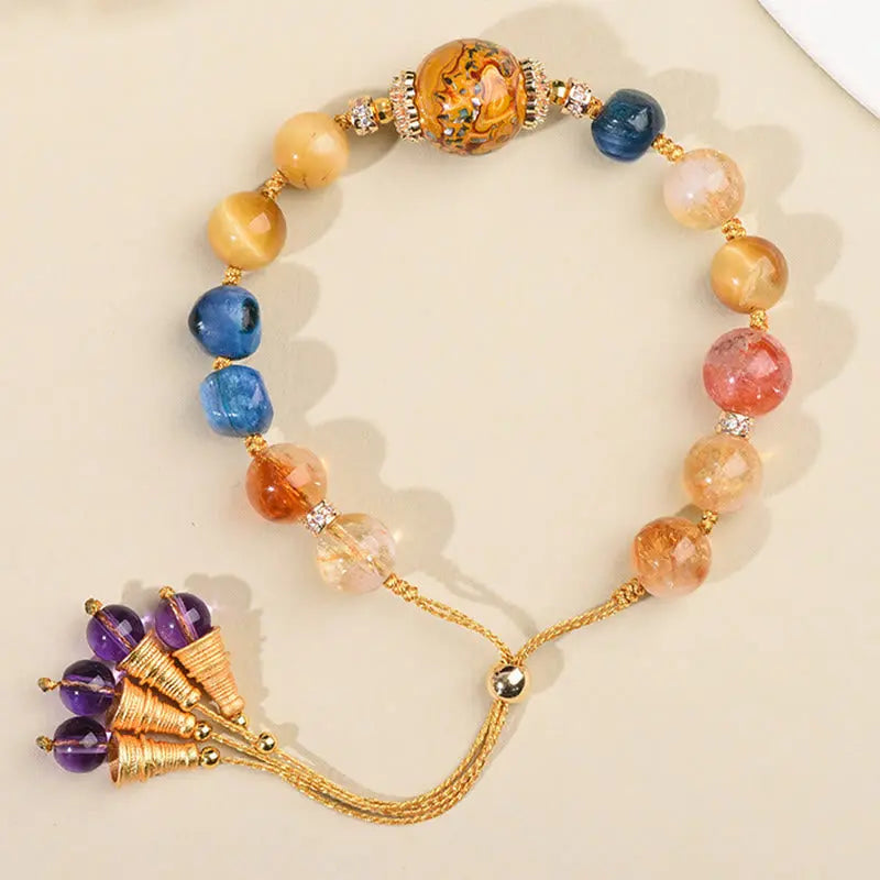 Fortune Jewel Tibetan Lacquer Bead Hand-woven Various Crystals Power  Bracelet Fortune Jewel