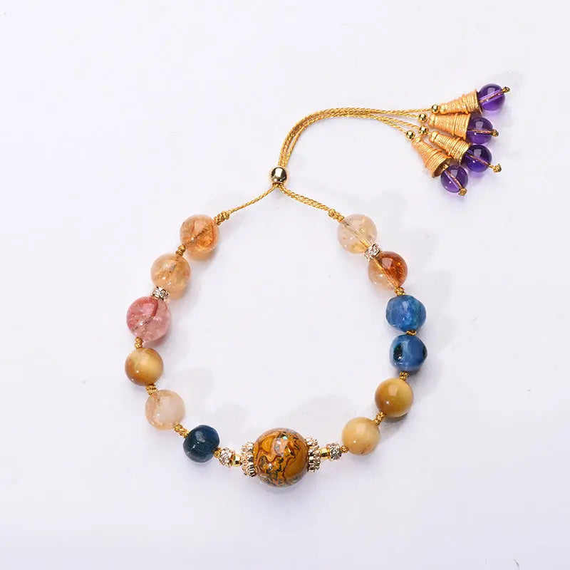 Fortune Jewel Tibetan Lacquer Bead Hand-woven Various Crystals Power  Bracelet Fortune Jewel
