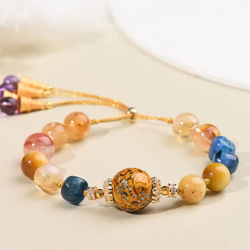 Fortune Jewel Tibetan Lacquer Bead Hand-woven Various Crystals Power  Bracelet Fortune Jewel
