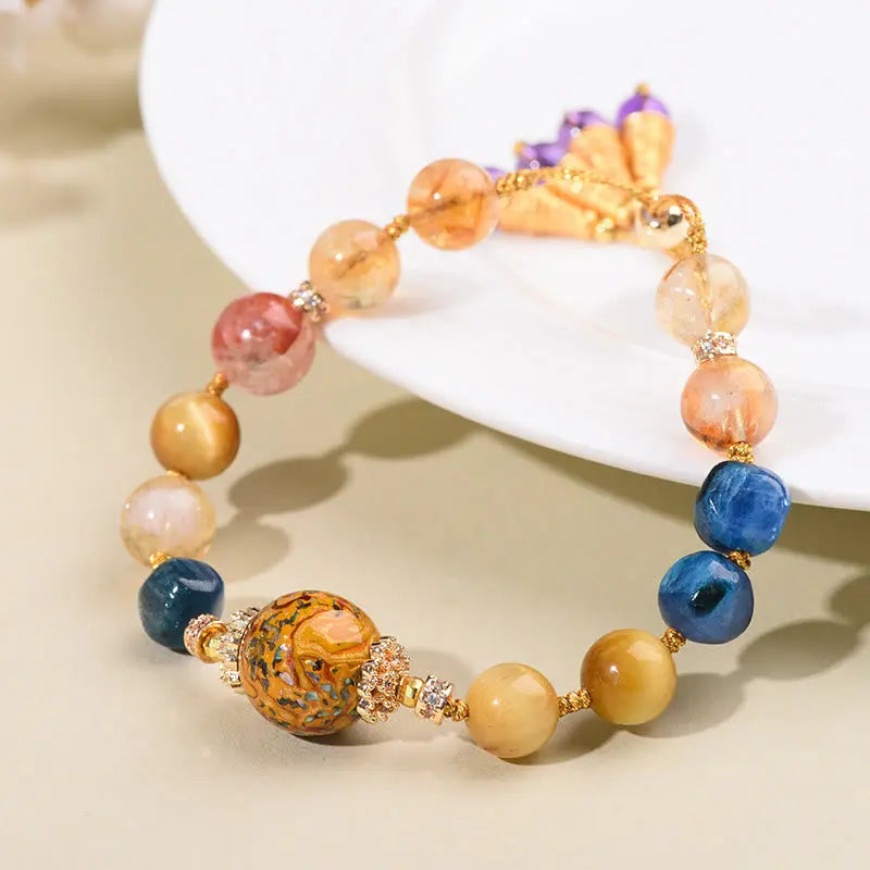 Fortune Jewel Tibetan Lacquer Bead Hand-woven Various Crystals Power  Bracelet Fortune Jewel