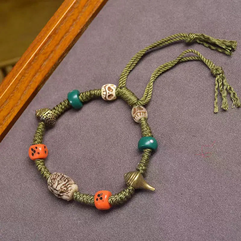 Fortune Jewel Tibetan Dragon Pattern Dice Handmade Rope Bracelet Fortune Jewel