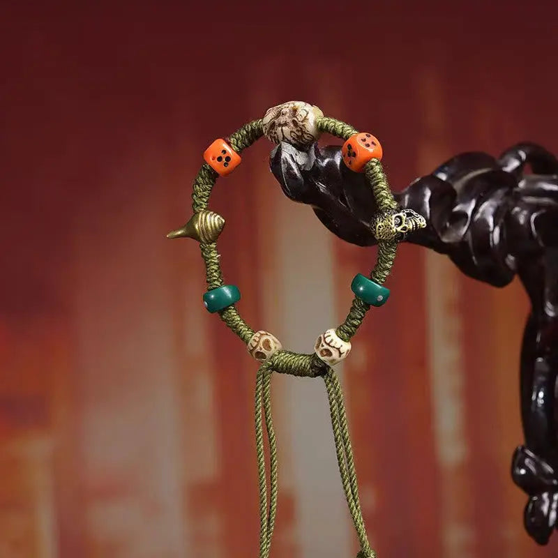 Fortune Jewel Tibetan Dragon Pattern Dice Handmade Rope Bracelet Fortune Jewel