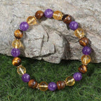 Fortune Jewel Amethyst Tiger Eye Citrine Spacer Beads Healing Bracelet Fortune Jewel