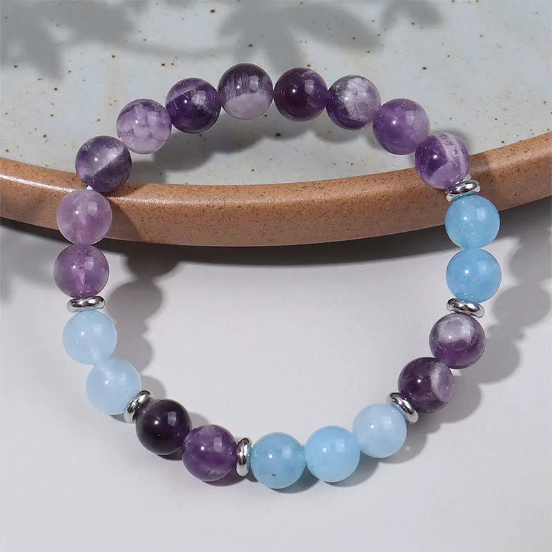 Fortune Jewel Amethyst Aquamarine Spacer Beads Peace Bracelet Fortune Jewel