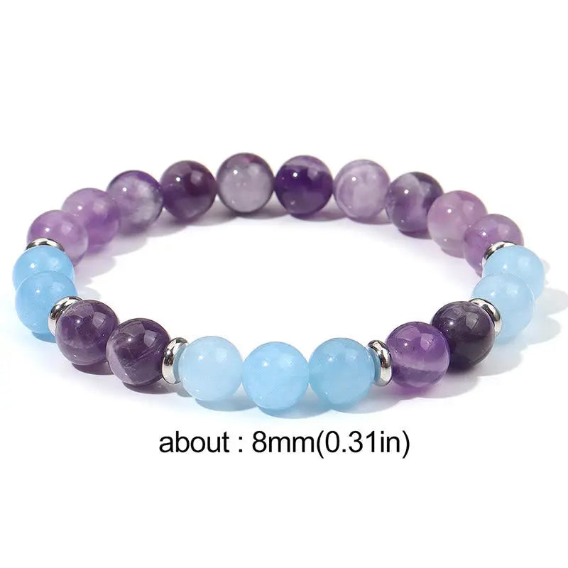 Fortune Jewel Amethyst Aquamarine Spacer Beads Peace Bracelet Fortune Jewel