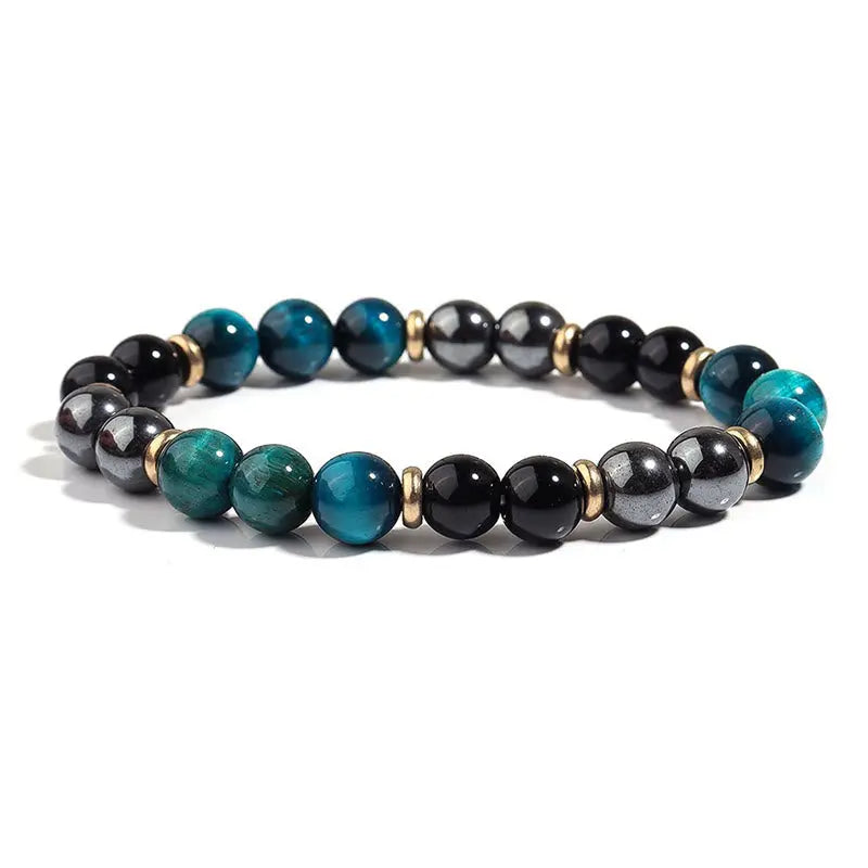 Fortune Jewel Natural Blue Tiger Eye Beads Balance Bracelet Fortune Jewel
