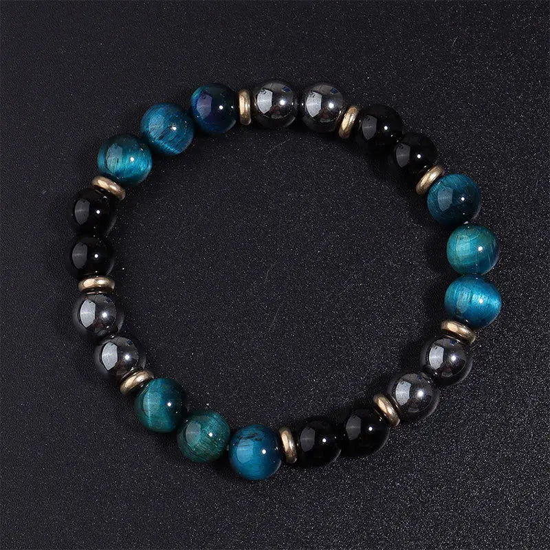 Fortune Jewel Natural Blue Tiger Eye Beads Balance Bracelet Fortune Jewel