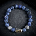 Fortune Jewel Natural Sodalite Grey Jasper Om Mani Padme Hum Harmony Bracelet Fortune Jewel