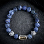 Fortune Jewel Natural Sodalite Grey Jasper Om Mani Padme Hum Harmony Bracelet Fortune Jewel
