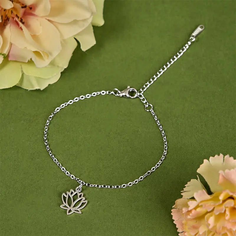 Fortune Jewel Lotus Pattern Titanium Steel Enlightenment Bracelet Fortune Jewel