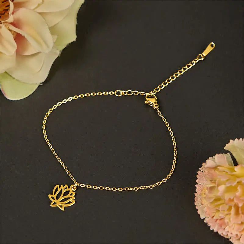 Fortune Jewel Lotus Pattern Titanium Steel Enlightenment Bracelet Fortune Jewel