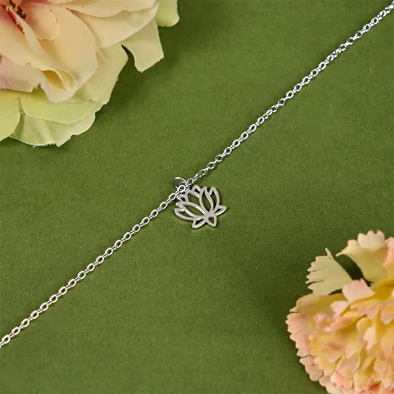 Fortune Jewel Lotus Pattern Titanium Steel Enlightenment Bracelet Fortune Jewel